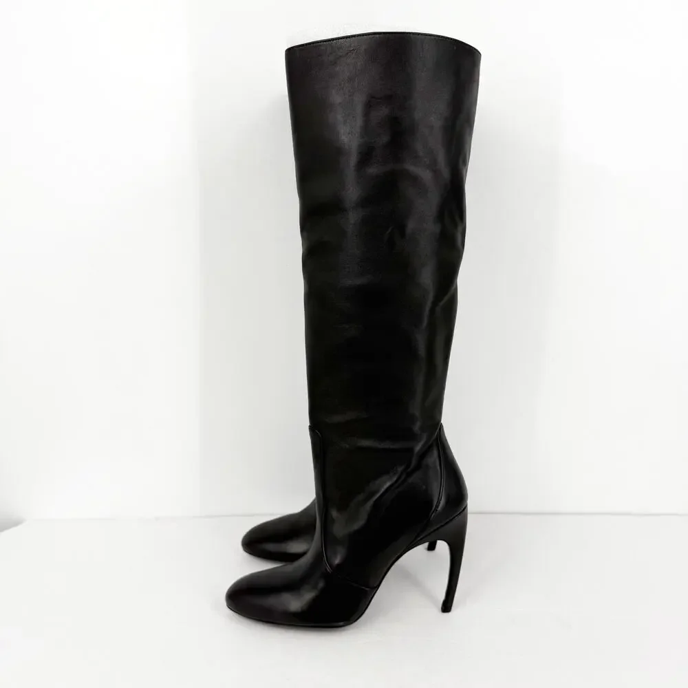 Stuart Weitzman Womens Luxecurve 100 Slouch Boots US 9B Black Leather NWOB